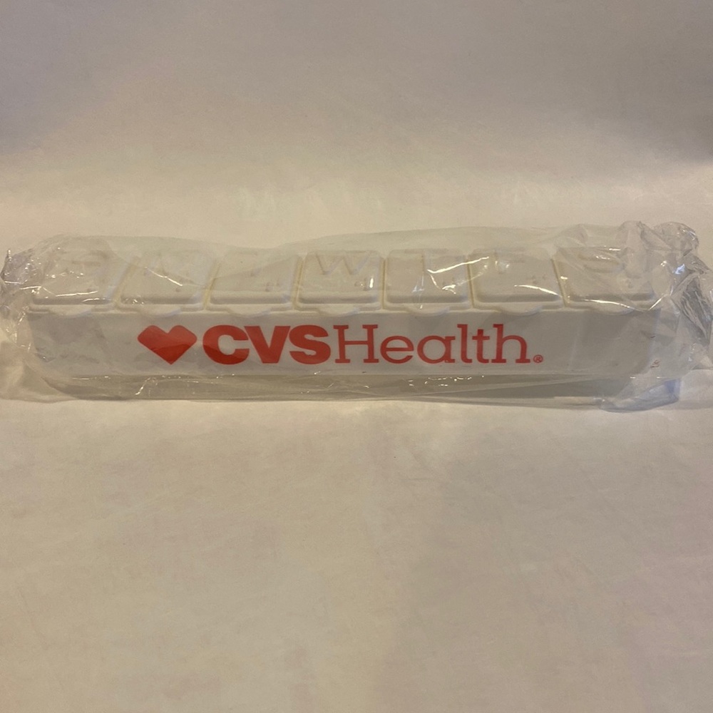 CVS 5-Day Pill Box Red Label, White Letters, Braille Lettering NIP